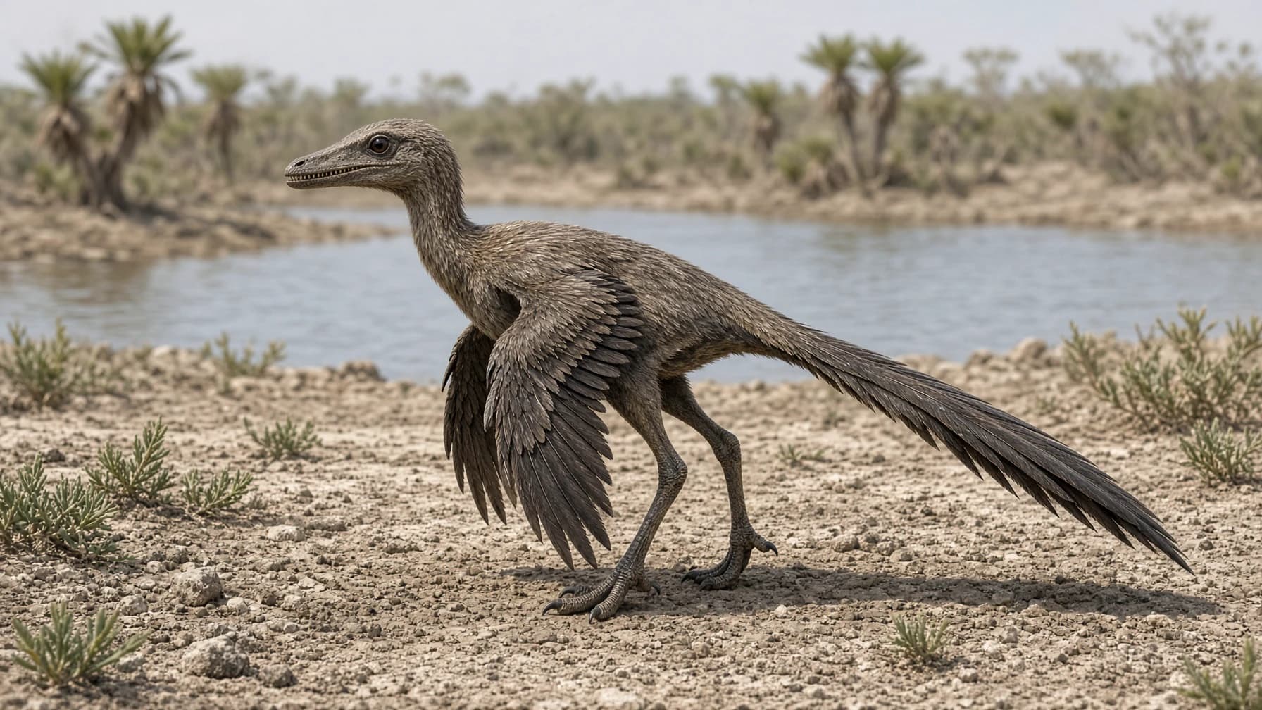 Reconstruction of Archaeopteryx, a small carnivore theropod from the Jurassic period.