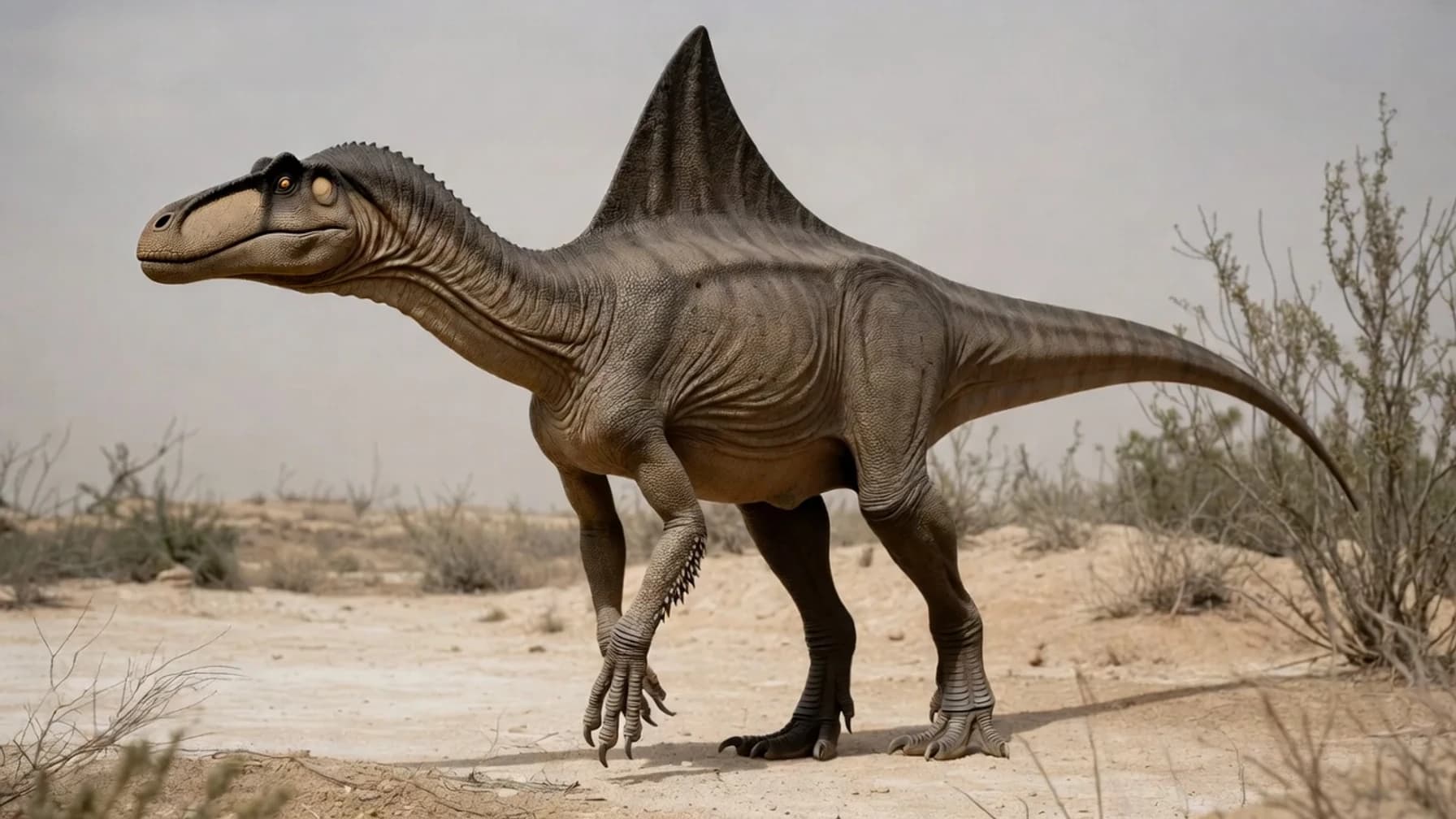 Reconstruction of Concavenator, a medium carnivore theropod from the Cretaceous period.