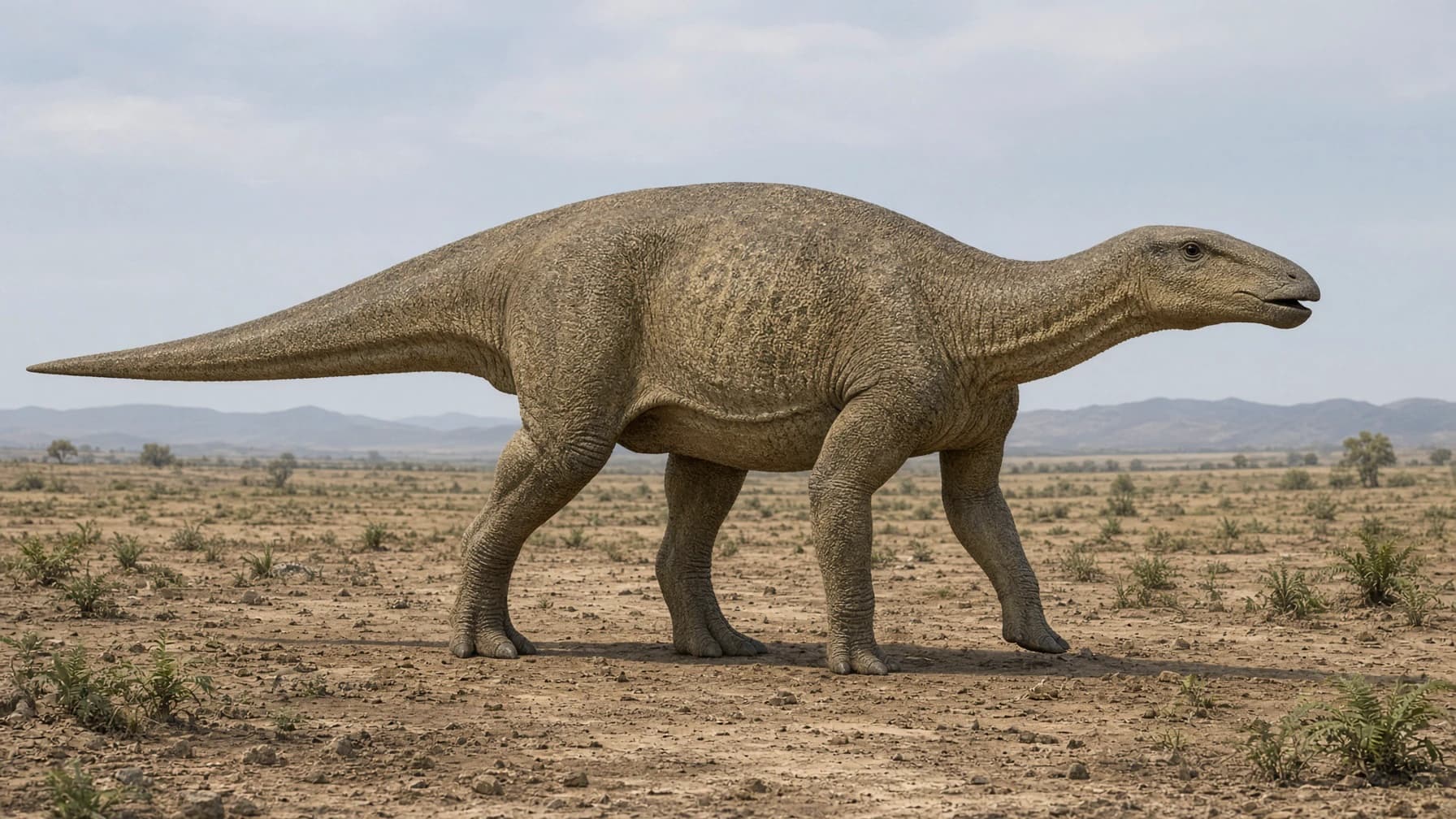 Reconstruction of Edmontosaurus, a large herbivore ornithischian from the Cretaceous period.