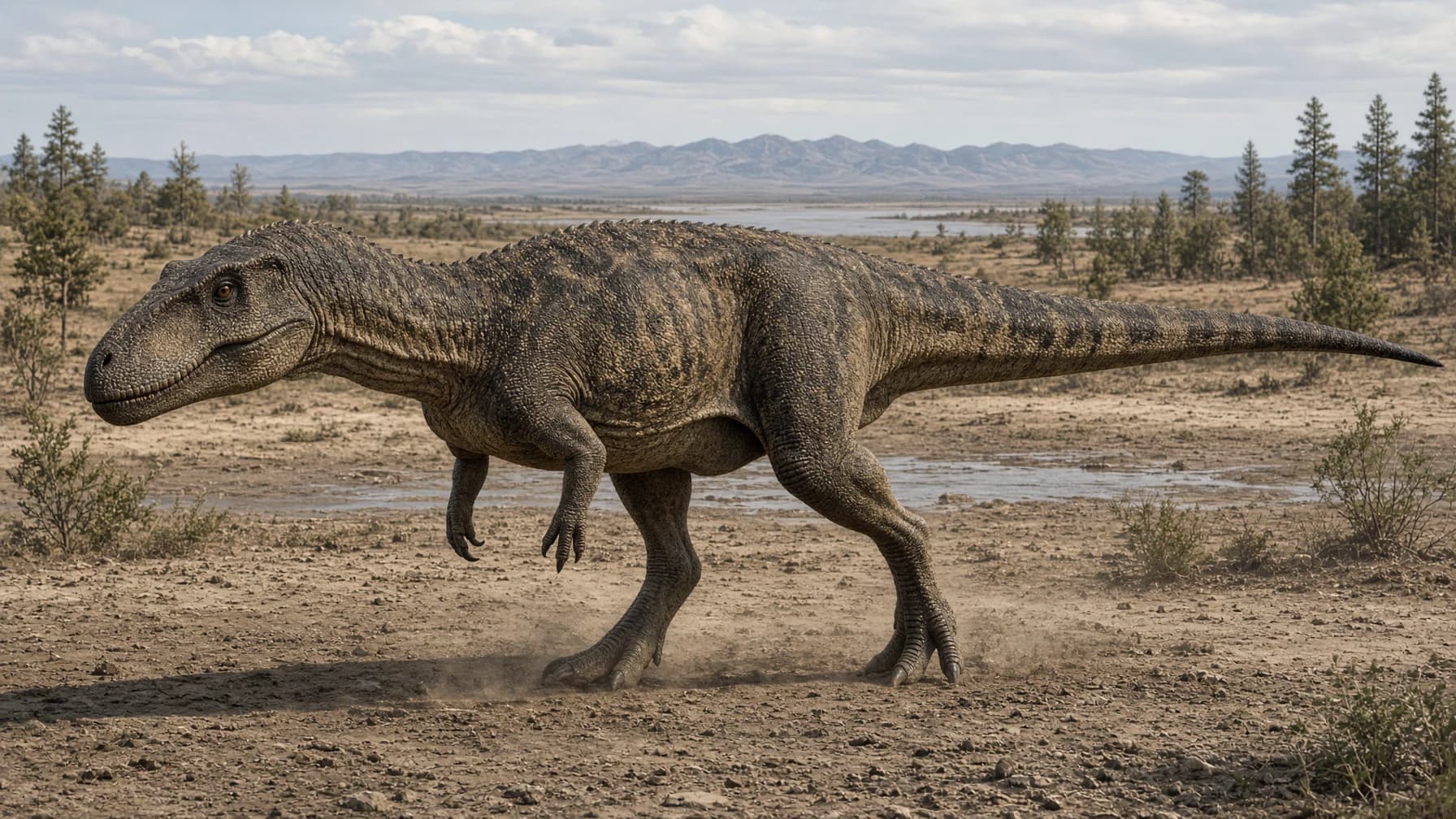 Reconstruction of Giganotosaurus, a large carnivore theropod from the Cretaceous period.