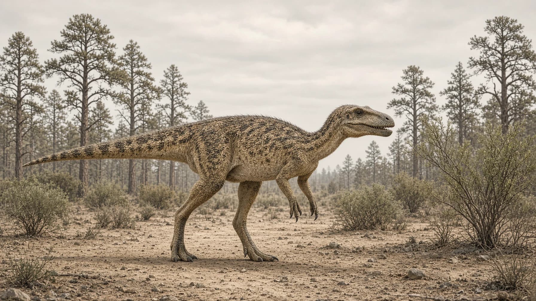 Reconstruction of Heterodontosaurus, a small herbivore ornithischian from the Jurassic period.