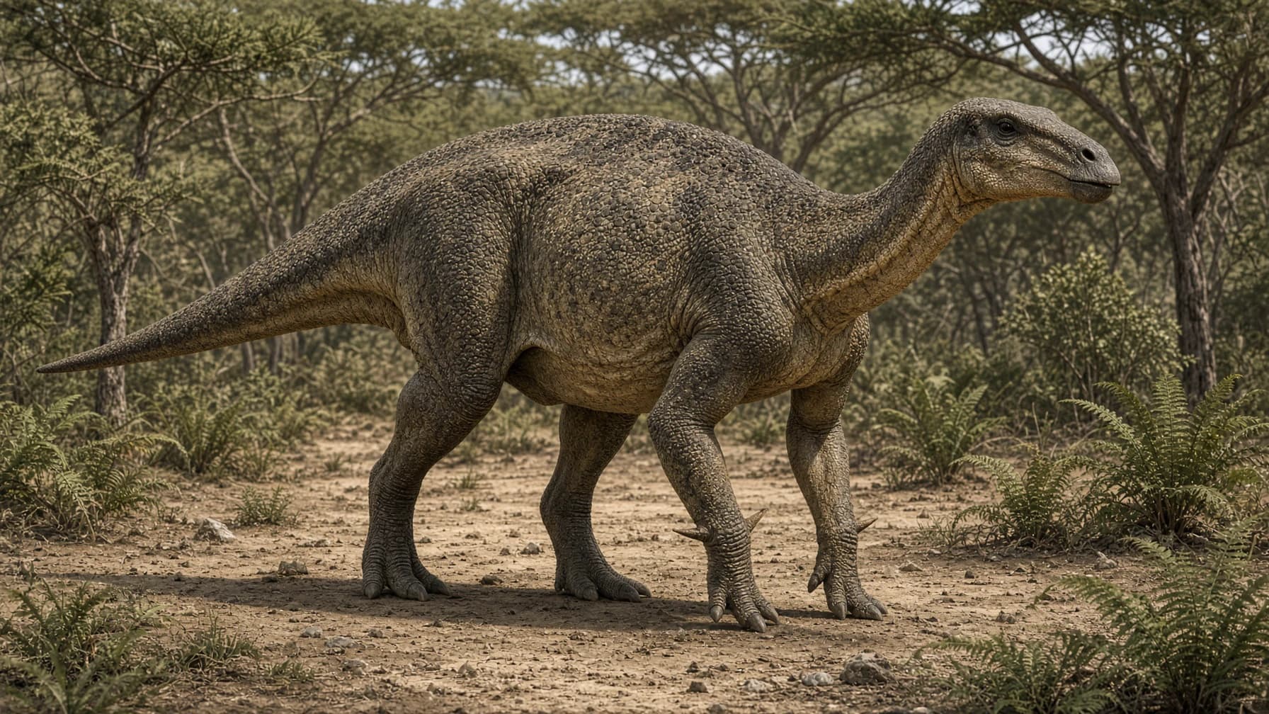 Reconstruction of Iguanodon, a large herbivore ornithischian from more than one period.