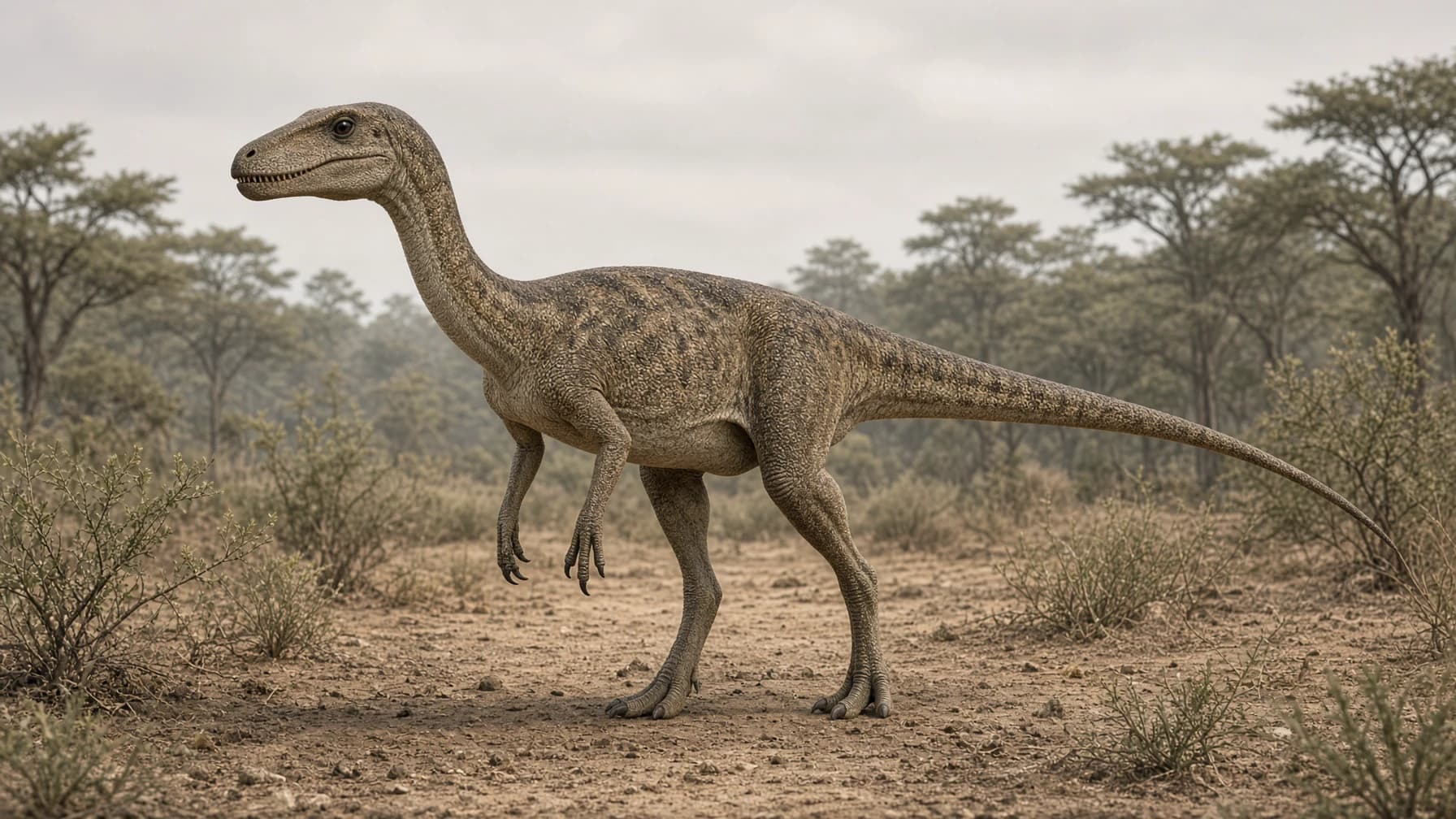 Reconstruction of Lesothosaurus, a small omnivore ornithischian from the Jurassic period.
