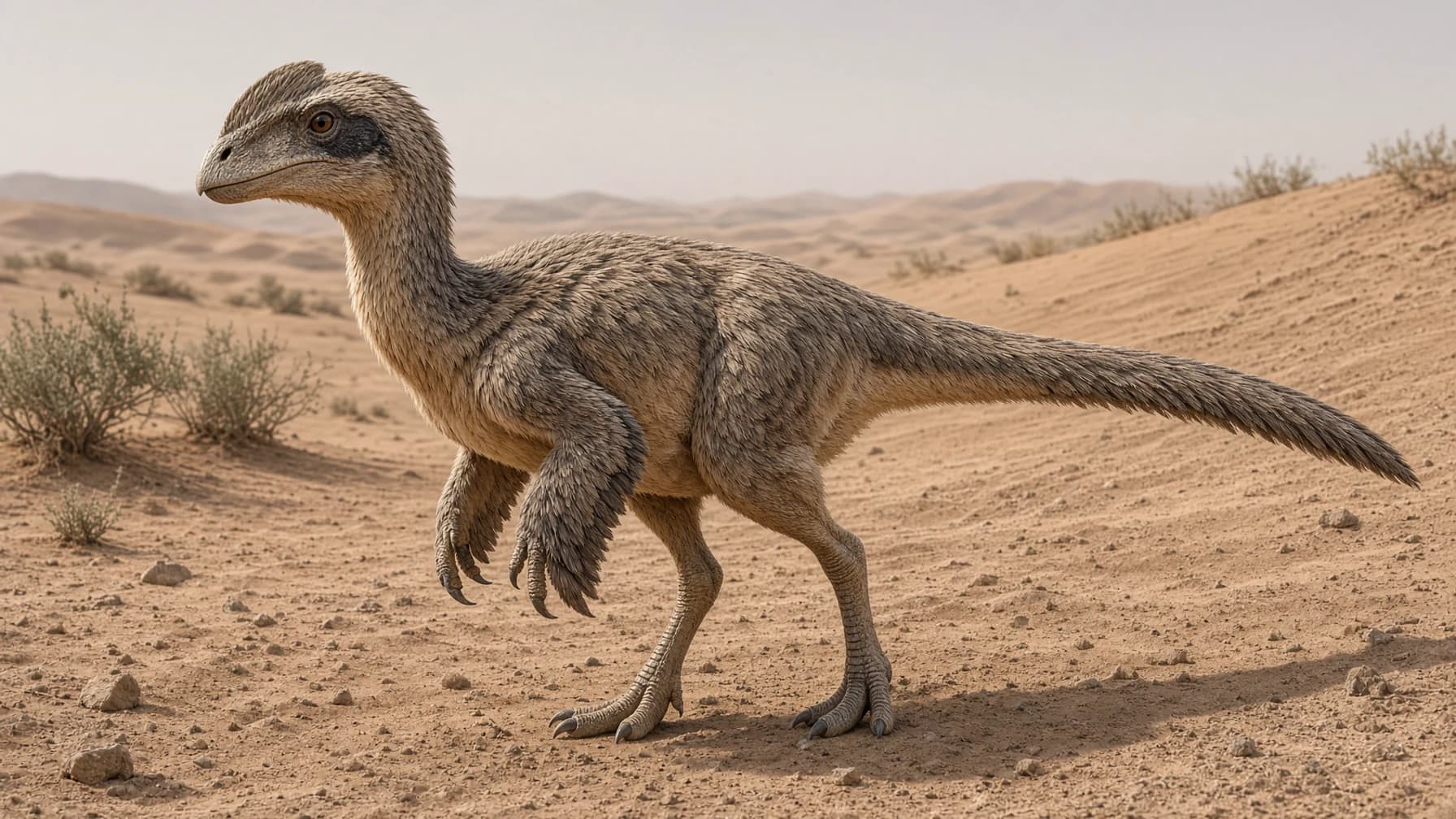 Reconstruction of Oviraptor, a small herbivore theropod from the Cretaceous period.