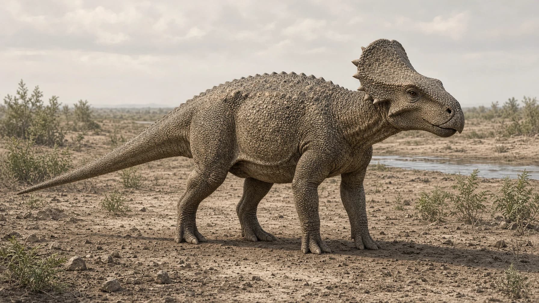 Reconstruction of Pachycephalosaurus, a medium herbivore ornithischian from the Cretaceous period.