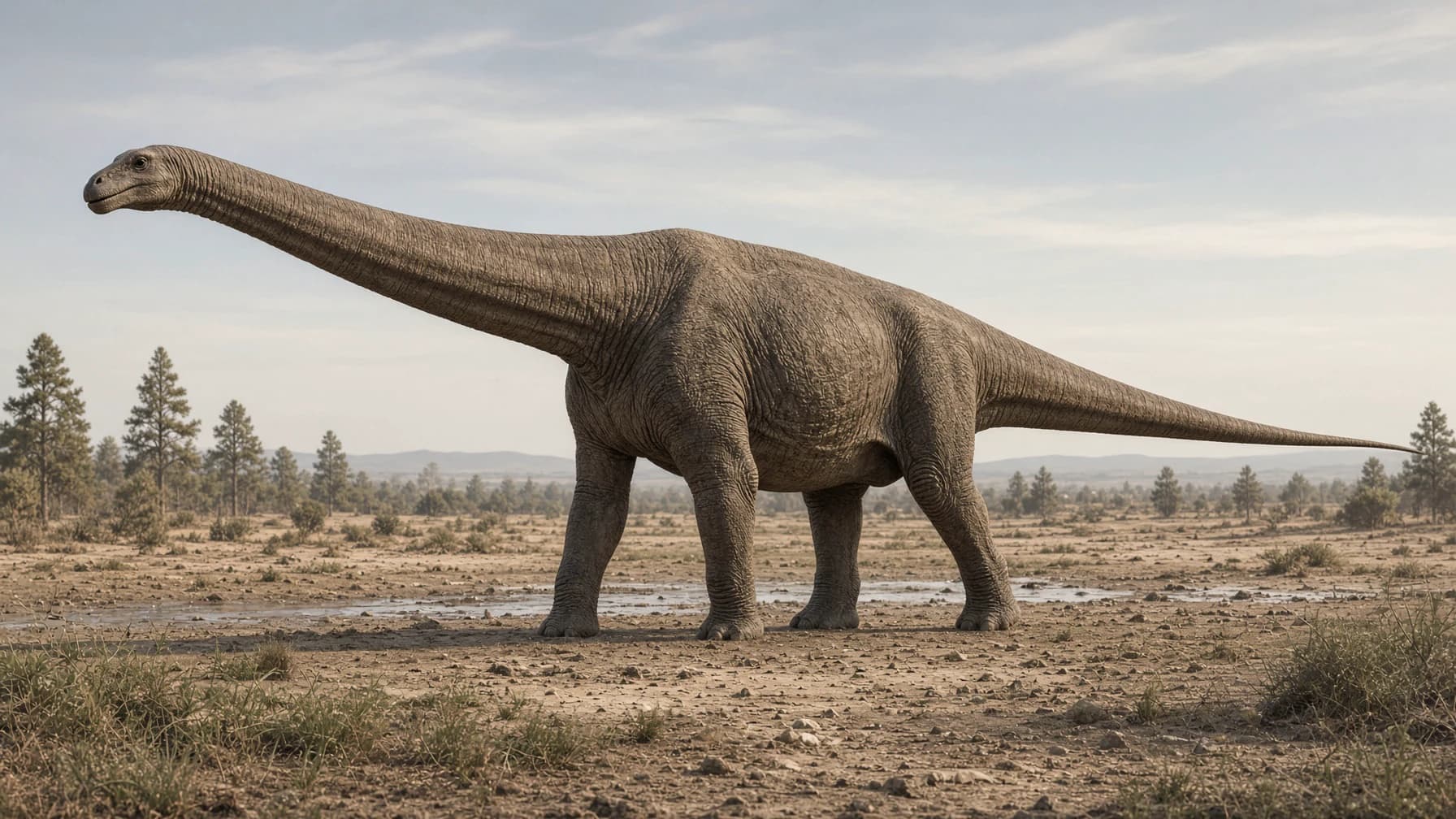 Reconstruction of Patagotitan, a large herbivore sauropodomorph from the Cretaceous period.