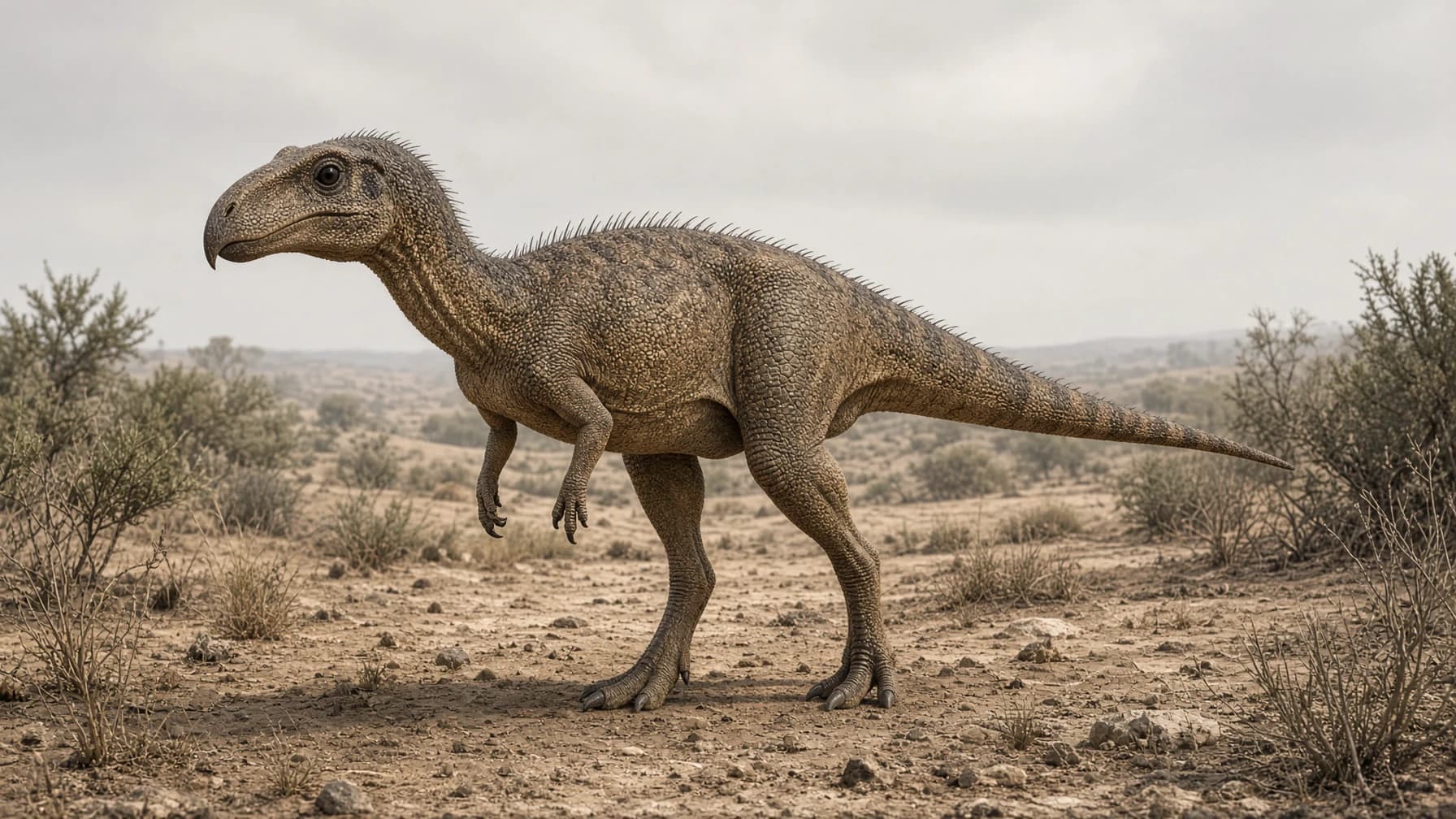 Reconstruction of Psittacosaurus, a small herbivore ornithischian from the Cretaceous period.