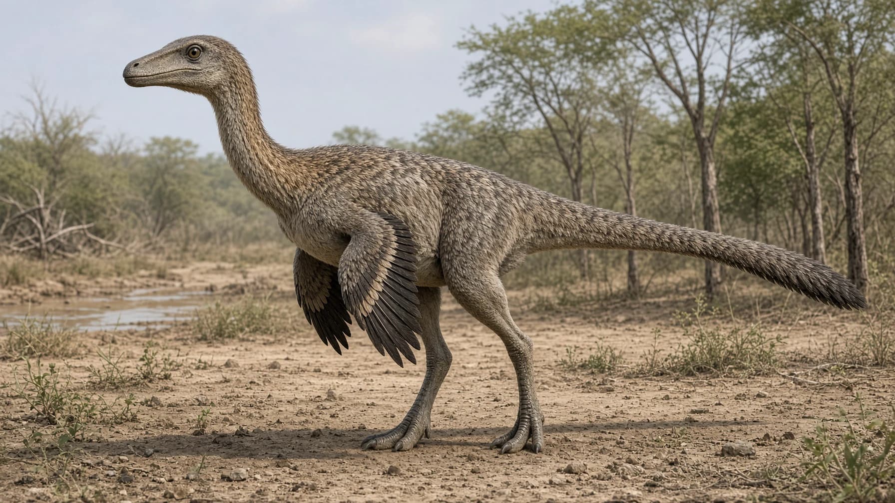 Reconstruction of Troodon, an omnivore theropod from the Cretaceous period.